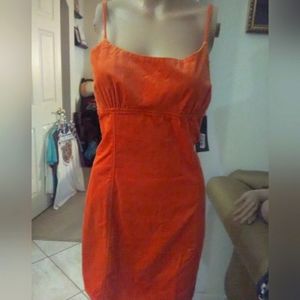 BNWT PRETTY ORANGE CORDUROY MINI DRESS SZ. MED GREAT STRAPS BY WILD FABLE